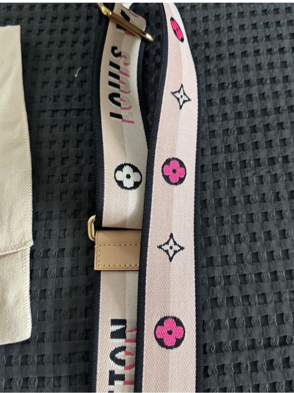 NEW! Louis Vuitton Black Pink Jacquard Speedy Bandouliere 20 Shoulder Strap - Picture 4 of 4